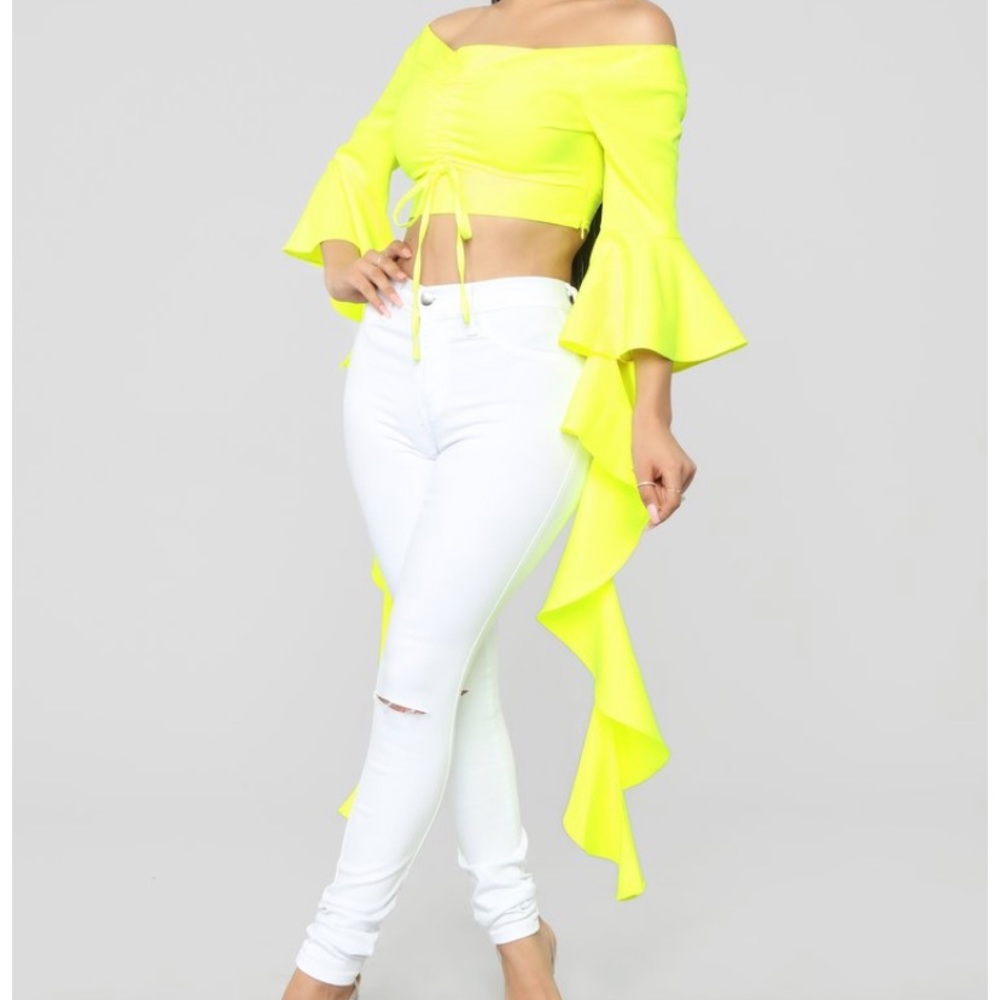 Yellow off shoulder top